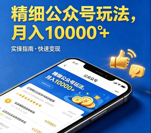 精细化公众号玩法，我们给你提供文章，你来负责发布，收益可观，月入1W+【揭秘】-知行阁轻创网-分享网络赚钱项目-全网首发副业项目实操平台-副业创业项目网