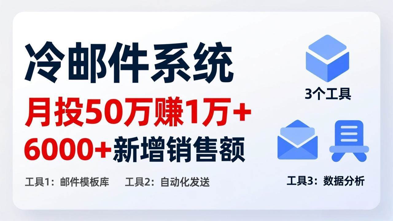 （17469期）月投 50 刀赚 1 万 +！冷邮件系统：6000 + 新增销售额，靠 3 个工具轻松搞-知行阁轻创网-分享网络赚钱项目-全网首发副业项目实操平台-副业创业项目网