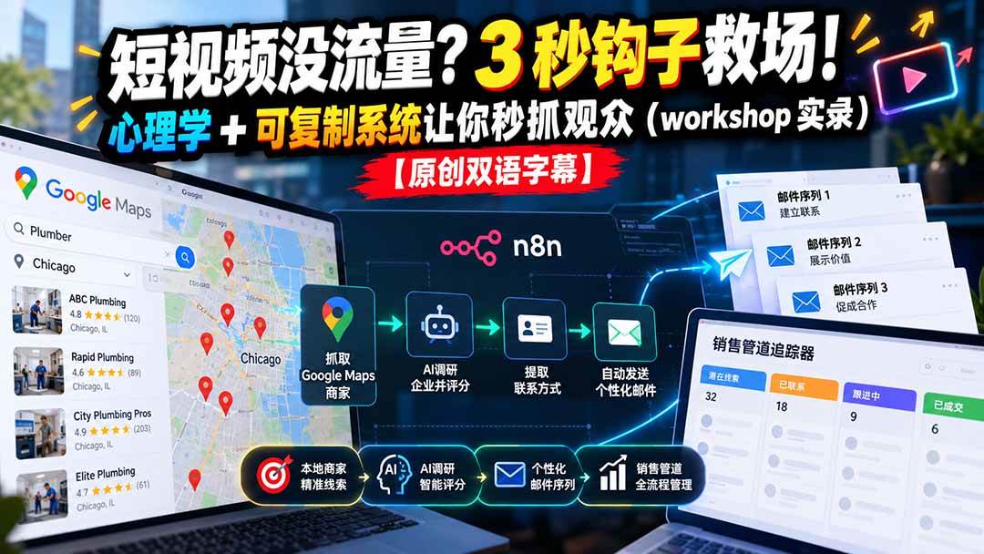 （21043期）短视频没流量？3 秒钩子救场！心理学 + 可复制系统让你秒抓观众（workshop 实录）【原创双语字幕】-知行阁轻创网-分享网络赚钱项目-全网首发副业项目实操平台-副业创业项目网