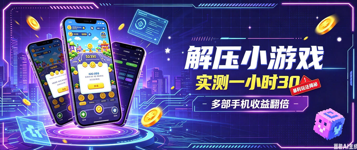 小游戏全流程玩法，实测一小时搞30，简单无脑解压，当天做当天就能看到进账，直接冲就行【揭秘】-知行阁轻创网-分享网络赚钱项目-全网首发副业项目实操平台-副业创业项目网