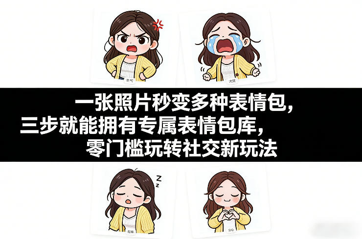 一张照片秒变多种表情包,三步就能拥有专属表情包库,零门槛玩转社交新玩法【文档】 一张照片秒变多种表情包,三步就能拥有专属表情包库,零门槛玩转社交新玩法【文档】