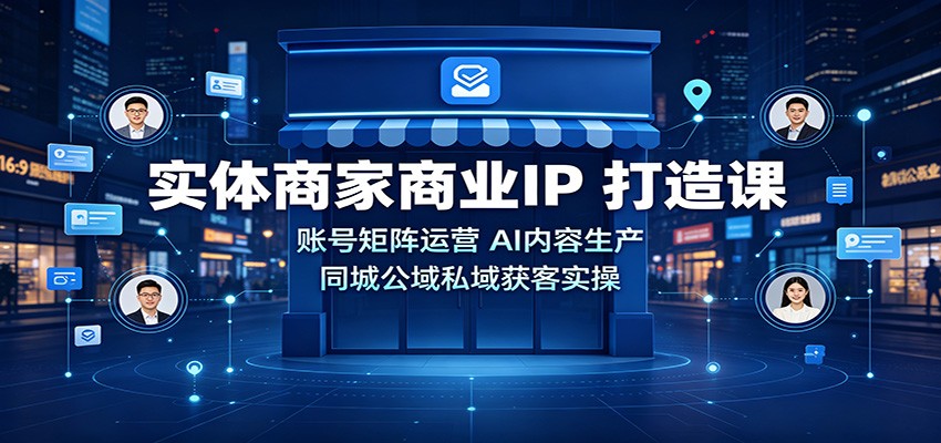 实体商家商业IP打造课：账号矩阵运营，AI内容生产，同城公域私域获客实操-知行阁轻创网-分享网络赚钱项目-全网首发副业项目实操平台-副业创业项目网