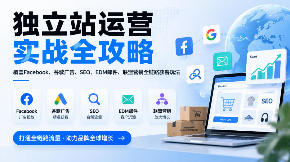 独立站运营实战全攻略，覆盖Facebook、谷歌广告、SEO、EDM邮件、联盟营销全链路获客玩法（更新2026）-知行阁轻创网-分享网络赚钱项目-全网首发副业项目实操平台-副业创业项目网