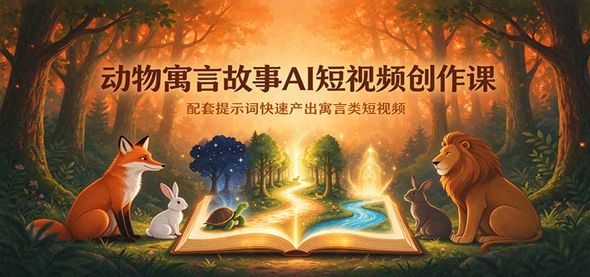 动物寓言故事AI短视频创作课：配套提示词快速产出寓言类短视频-知行阁轻创网-分享网络赚钱项目-全网首发副业项目实操平台-副业创业项目网