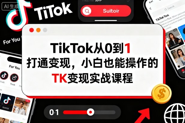 TikTok从0到1打通变现，小白也能操作的TK变现实战课程-知行阁轻创网-分享网络赚钱项目-全网首发副业项目实操平台-副业创业项目网