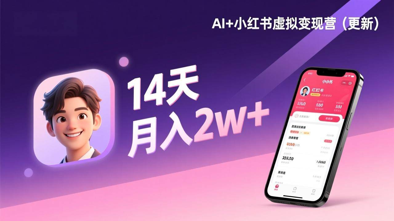 （17275期）AI+小红书虚拟变现营（更新），14天掌握选品、笔记、成交，打造自动化月入2w+事业-知行阁轻创网-分享网络赚钱项目-全网首发副业项目实操平台-副业创业项目网