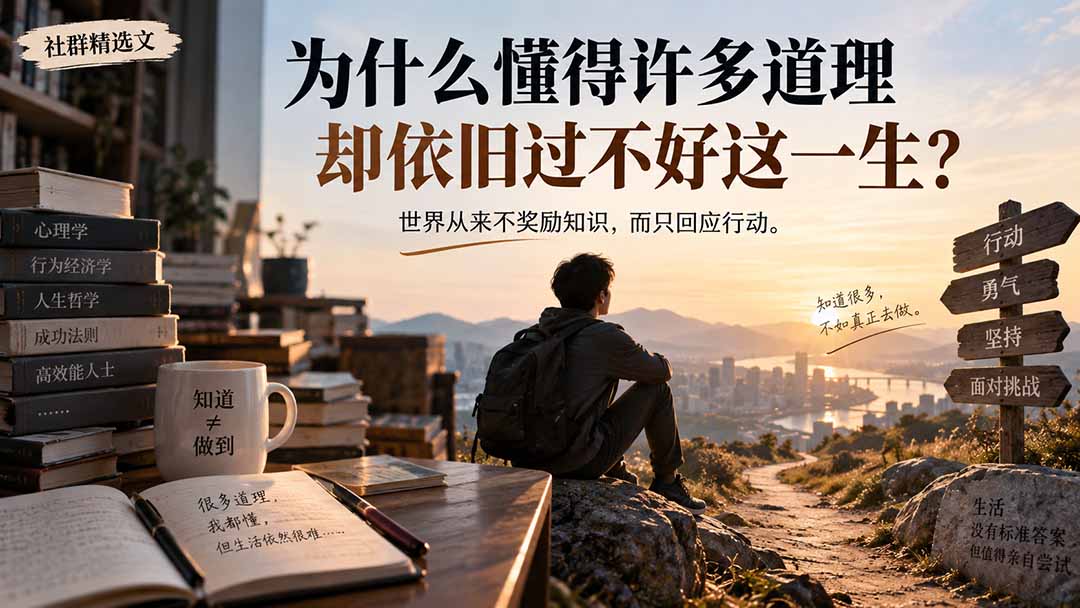 社群精选文：为什么懂得许多道理却依旧过不好这一生？-知行阁轻创网-分享网络赚钱项目-全网首发副业项目实操平台-副业创业项目网