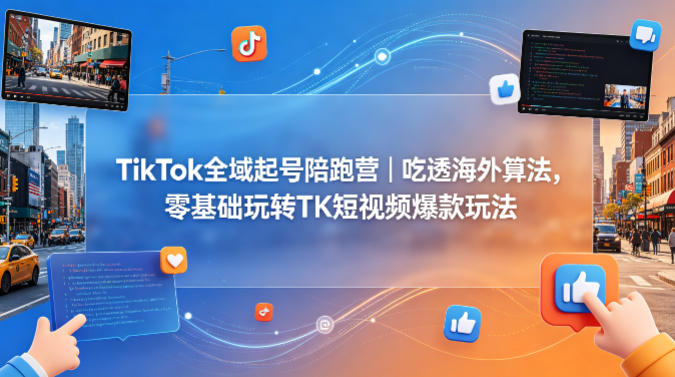 TikTok全域起号陪跑营｜吃透海外算法，零基础玩转TK短视频爆款玩法-知行阁轻创网-分享网络赚钱项目-全网首发副业项目实操平台-副业创业项目网