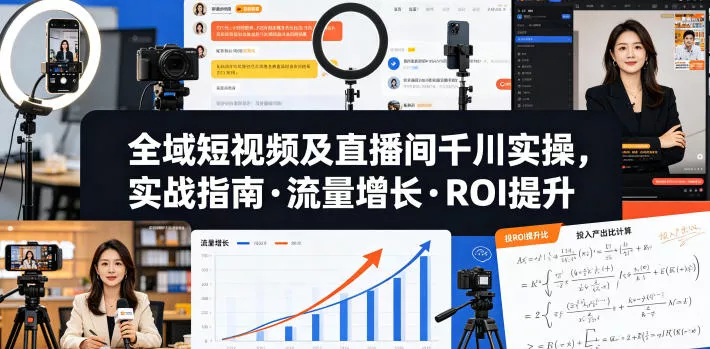 全域短视频及直播间千川实操，实战指南·流量增长·ROI提升(更新)-知行阁轻创网-分享网络赚钱项目-全网首发副业项目实操平台-副业创业项目网