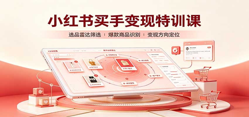 小红书买手变现特训课：账号定位养号起号，选品挂车，笔记标题封面全套教学-知行阁轻创网-分享网络赚钱项目-全网首发副业项目实操平台-副业创业项目网