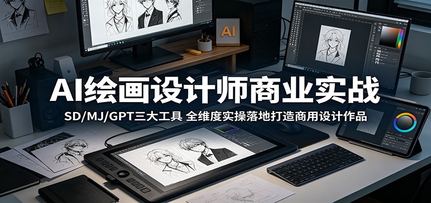 AI绘画设计师商业实战：SD/MJ/GPT三大工具，全维度实操落地打造商用设计作品-知行阁轻创网-分享网络赚钱项目-全网首发副业项目实操平台-副业创业项目网