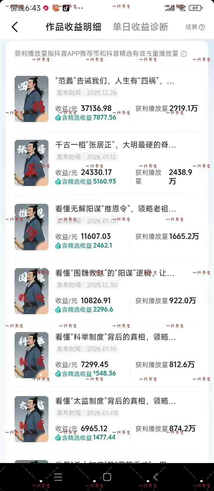 抖音300w粉丝博主的政史类科普视频教学，有大流量扶持，拿伙伴伙伴+精选独家双份收益-知行阁轻创网-分享网络赚钱项目-全网首发副业项目实操平台-副业创业项目网