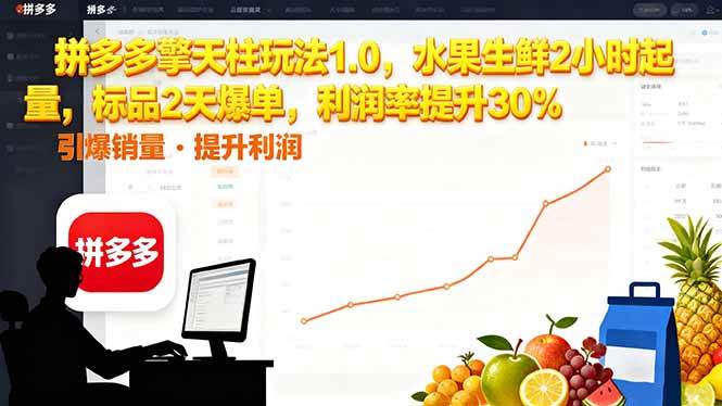 （16429期）拼多多 擎天柱玩法1.0，水果生鲜2小时起量，标品2天爆单，利润率提升30%-知行阁轻创网-分享网络赚钱项目-全网首发副业项目实操平台-副业创业项目网