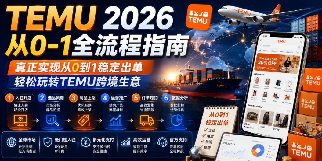 TEMU 2026从0-1全流程指南，真正实现从0到1稳定出单，轻松玩转TEMU跨境生意-知行阁轻创网-分享网络赚钱项目-全网首发副业项目实操平台-副业创业项目网