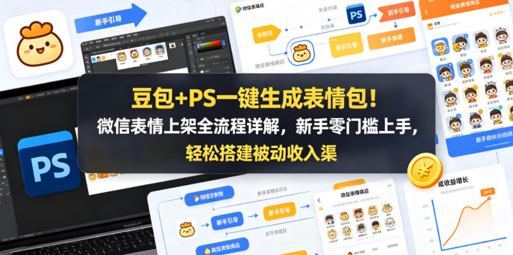 豆包+PS一键生成表情包！微信表情上架全流程详解，新手零门槛上手，轻松搭建被动收入渠道-知行阁轻创网-分享网络赚钱项目-全网首发副业项目实操平台-副业创业项目网