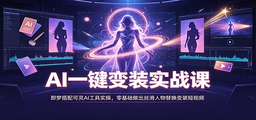 AI一键变装实战课:即梦搭配可灵AI工具实操,零基础做出丝滑人物替换变装短视频-知行阁轻创网-分享网络赚钱项目-全网首发副业项目实操平台-副业创业项目网