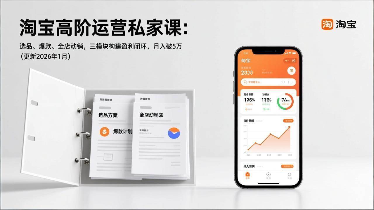 （17280期）淘宝高阶运营私家课：选品、爆款、全店动销，三模块构建盈利闭环，月入破5万（更新26年1月）-知行阁轻创网-分享网络赚钱项目-全网首发副业项目实操平台-副业创业项目网