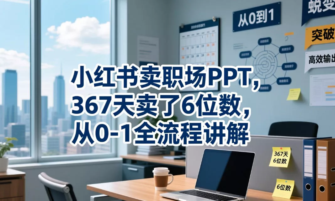 小红书卖职场PPT，367天卖了6位数，从0-1全流程讲解-知行阁轻创网-分享网络赚钱项目-全网首发副业项目实操平台-副业创业项目网