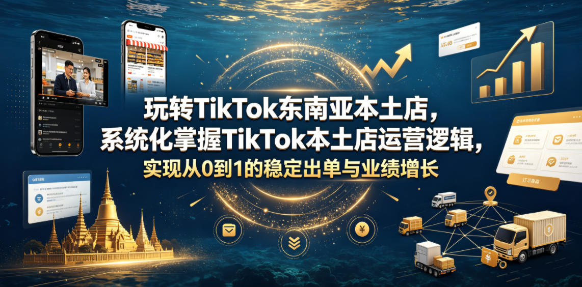 玩转TikTok东南亚本土店，系统化掌握TikTok本土店运营逻辑，实现从0到1的稳定出单与业绩增长-知行阁轻创网-分享网络赚钱项目-全网首发副业项目实操平台-副业创业项目网
