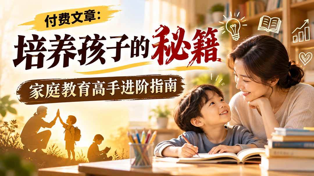 （20919期）付费文章：培养孩子的秘籍，家庭教育高手进阶指南-知行阁轻创网-分享网络赚钱项目-全网首发副业项目实操平台-副业创业项目网