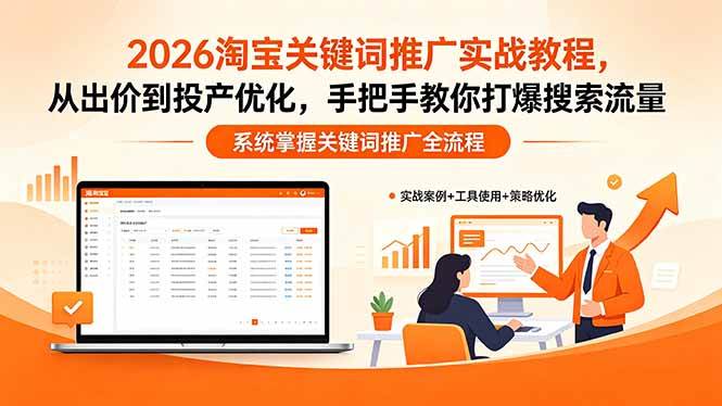 （18423期）2026淘宝关键词推广实战教程，，从出价到投产优化，手把手教你打爆搜索流量-知行阁轻创网-分享网络赚钱项目-全网首发副业项目实操平台-副业创业项目网