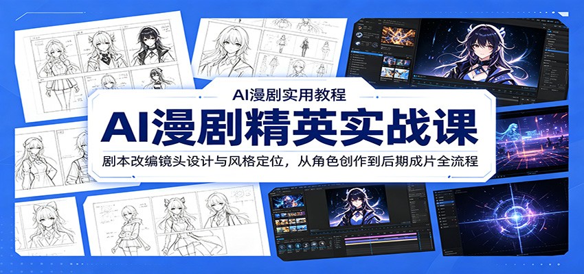 AI漫剧精英实战课：剧本改编镜头设计与风格定位，从角色创作到后期成片全流程-知行阁轻创网-分享网络赚钱项目-全网首发副业项目实操平台-副业创业项目网
