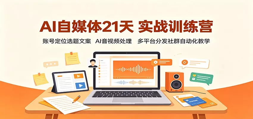 AI自媒体21天实战训练营：账号定位选题文案，AI音视频处理，多平台分发社群自动化教学-知行阁轻创网-分享网络赚钱项目-全网首发副业项目实操平台-副业创业项目网