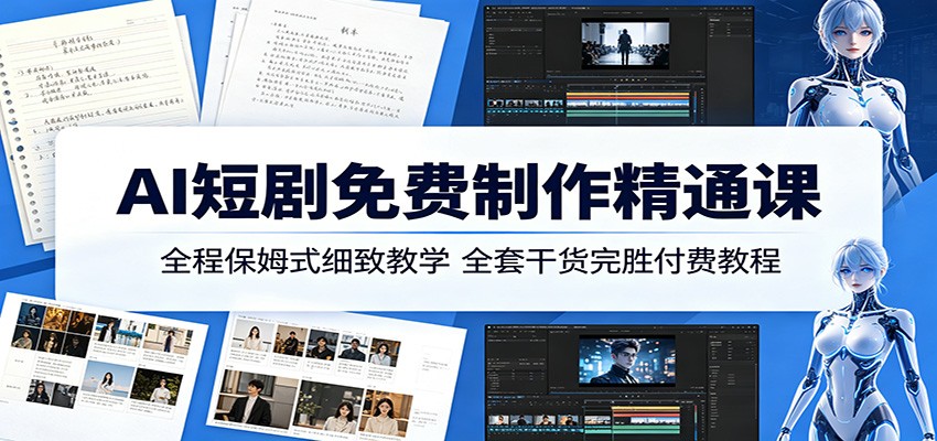 AI短剧免费制作精通课：全程保姆式细致教学，全套干货完胜付费教程-知行阁轻创网-分享网络赚钱项目-全网首发副业项目实操平台-副业创业项目网