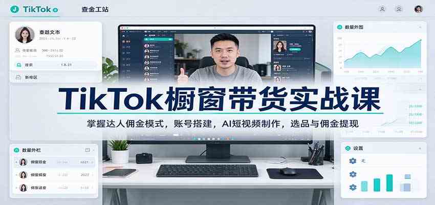 TikTok橱窗带货实战课：掌握达人佣金模式，账号搭建，AI短视频制作，选品与佣金提现-知行阁轻创网-分享网络赚钱项目-全网首发副业项目实操平台-副业创业项目网