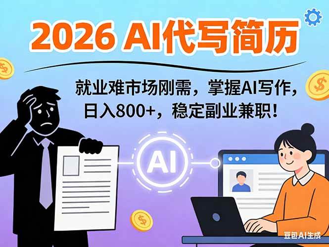 （17119期）AI代写简历，超暴利，用万能模板月入1-3万实战教程，2026年市场刚需！-知行阁轻创网-分享网络赚钱项目-全网首发副业项目实操平台-副业创业项目网