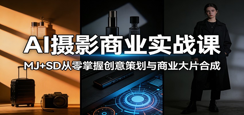 AI摄影商业实战课：MJ+SD从零掌握创意策划与商业大片合成-知行阁轻创网-分享网络赚钱项目-全网首发副业项目实操平台-副业创业项目网