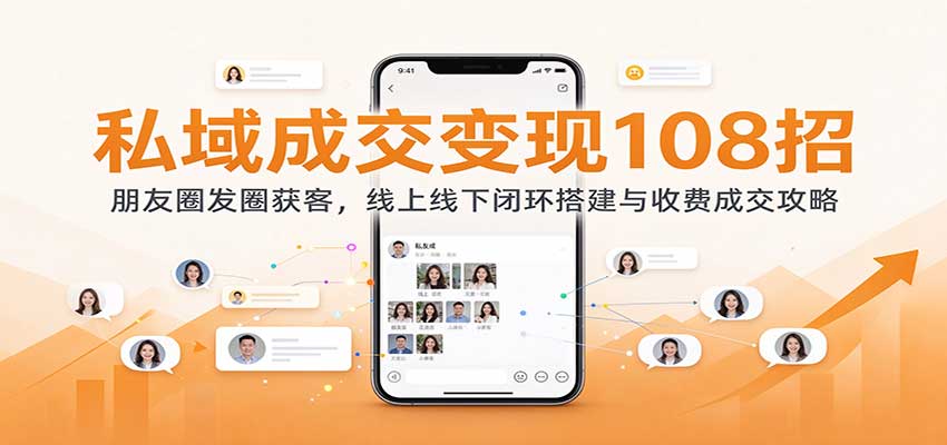 私域成交变现108招：朋友圈发圈获客，线上线下闭环搭建与收费成交攻略-知行阁轻创网-分享网络赚钱项目-全网首发副业项目实操平台-副业创业项目网