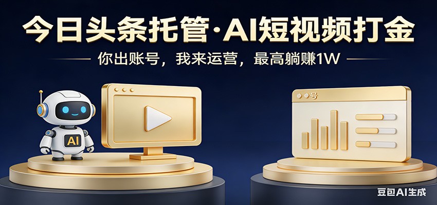 头条号AI托管，我提供作品，你提供账号，每天5分钟发布，小白躺赚3000+-知行阁轻创网-分享网络赚钱项目-全网首发副业项目实操平台-副业创业项目网