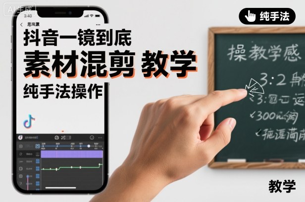 抖音一镜到底素材混剪教学，纯手法操作-知行阁轻创网-分享网络赚钱项目-全网首发副业项目实操平台-副业创业项目网