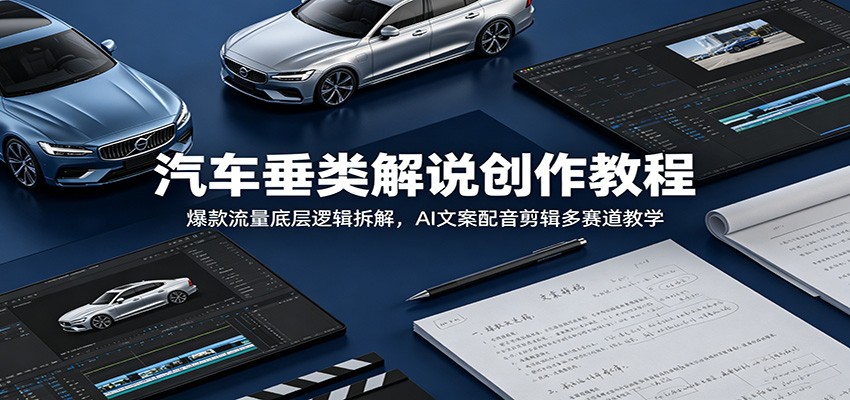 汽车垂类解说创作教程：爆款流量底层逻辑拆解，AI文案配音剪辑多赛道教学-知行阁轻创网-分享网络赚钱项目-全网首发副业项目实操平台-副业创业项目网