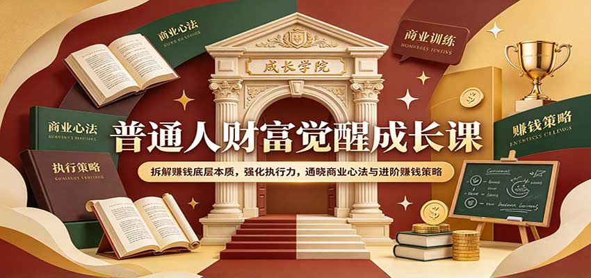普通人财富觉醒成长课:拆解赚钱底层本质,强化执行力,通晓商业心法与进阶赚钱策略-知行阁轻创网-分享网络赚钱项目-全网首发副业项目实操平台-副业创业项目网
