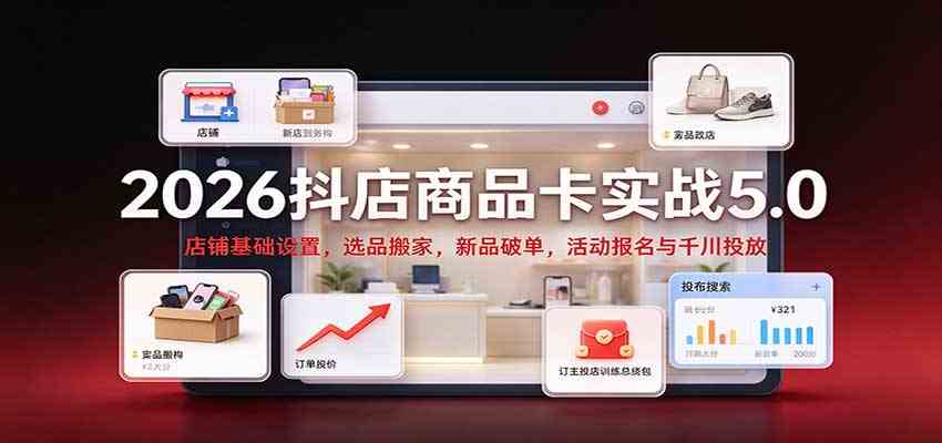 2026抖店商品卡实战5.0：店铺基础设置，选品搬家，新品破单，活动报名与千川投放-知行阁轻创网-分享网络赚钱项目-全网首发副业项目实操平台-副业创业项目网
