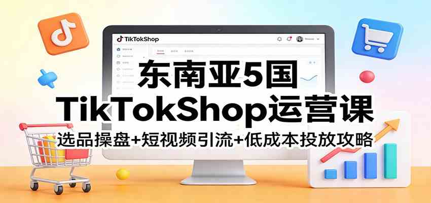 东南亚5国TikTokShop运营课：选品操盘+短视频引流+低成本投放攻略-知行阁轻创网-分享网络赚钱项目-全网首发副业项目实操平台-副业创业项目网