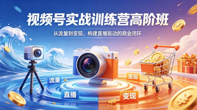 视频号实战训练营高阶班，从流量到变现，构建直播驱动的商业闭环（26年4月）-知行阁轻创网-分享网络赚钱项目-全网首发副业项目实操平台-副业创业项目网