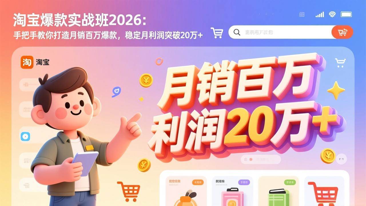 （17209期）淘宝爆款实战班2026：手把手教你打造月销百万爆款，稳定月利润突破20万+-知行阁轻创网-分享网络赚钱项目-全网首发副业项目实操平台-副业创业项目网