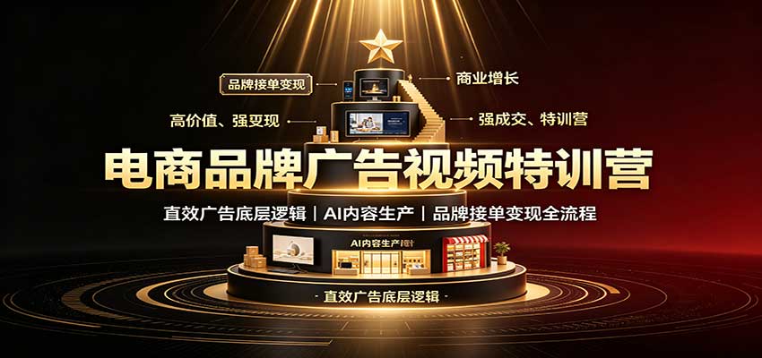 电商品牌广告视频特训：直效广告底层逻辑，AI内容生产，品牌接单变现全流程-知行阁轻创网-分享网络赚钱项目-全网首发副业项目实操平台-副业创业项目网