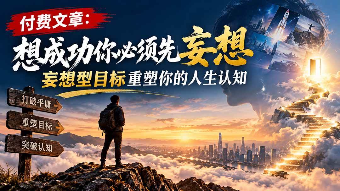 （21078期）付费文章：想成功你必须先妄想，妄想型目标重塑你的人生认知-知行阁轻创网-分享网络赚钱项目-全网首发副业项目实操平台-副业创业项目网