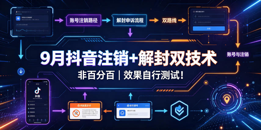 9月抖音注销+解封双技术，非百分百，效果自行测试！-知行阁轻创网-分享网络赚钱项目-全网首发副业项目实操平台-副业创业项目网