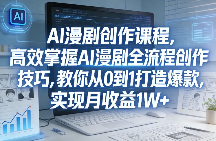 某社群AI漫剧创作课程，高效掌握AI漫剧全流程创作技巧，教你从0到1打造爆款，实现月收益1W+-知行阁轻创网-分享网络赚钱项目-全网首发副业项目实操平台-副业创业项目网