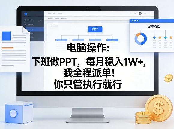 电脑操作：下班做PPT，每月稳入1W+，我全程派单！你只管执行就行【揭秘】-知行阁轻创网-分享网络赚钱项目-全网首发副业项目实操平台-副业创业项目网