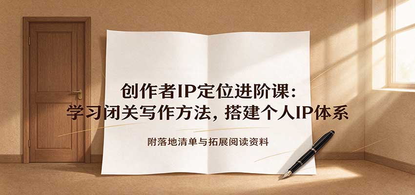 创作者IP定位进阶课：学习闭关写作方法，搭建个人IP体系，附落地清单与拓展阅读资料-知行阁轻创网-分享网络赚钱项目-全网首发副业项目实操平台-副业创业项目网