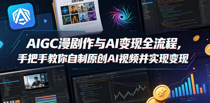 AIGC漫剧创作与AI变现全流程，手把手教你自制原创AI视频并实现变现-知行阁轻创网-分享网络赚钱项目-全网首发副业项目实操平台-副业创业项目网