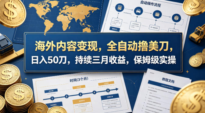 海外内容变现，全自动撸美刀，日入50刀，持续三月收益，保姆级实操【揭秘】-知行阁轻创网-分享网络赚钱项目-全网首发副业项目实操平台-副业创业项目网