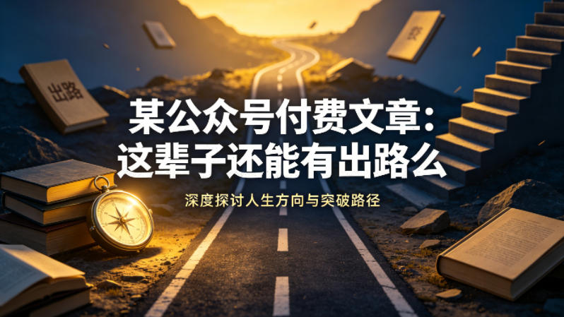 某公众号付费文章：这辈子还能有出路么-知行阁轻创网-分享网络赚钱项目-全网首发副业项目实操平台-副业创业项目网