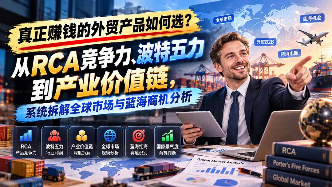 真正赚钱的外贸B2B产品如何选?从RCA竞争力、波特五力到产业价值链,系统拆解全球市场与蓝海商机分析 真正赚钱的外贸B2B产品如何选?从RCA竞争力、波特五力到产业价值链,系统拆解全球市场与蓝海商机分析
